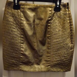 Cameo Shimmering Gold Metallic Mini Skirt - Size - Small